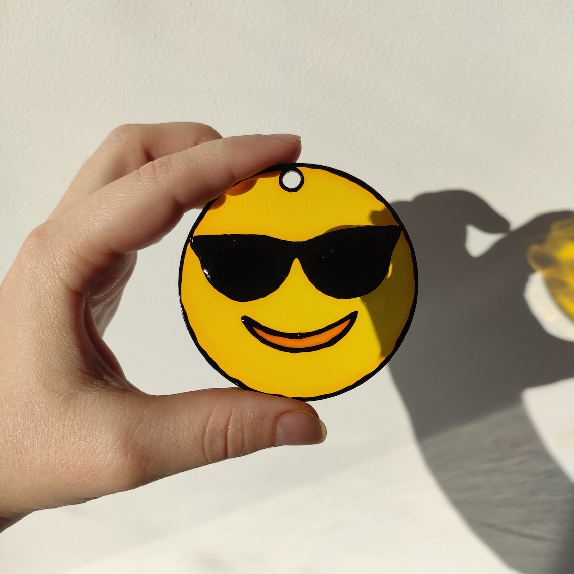 Sunglasses smile rear view mirror suncatcher Emoji cool happy Etsy