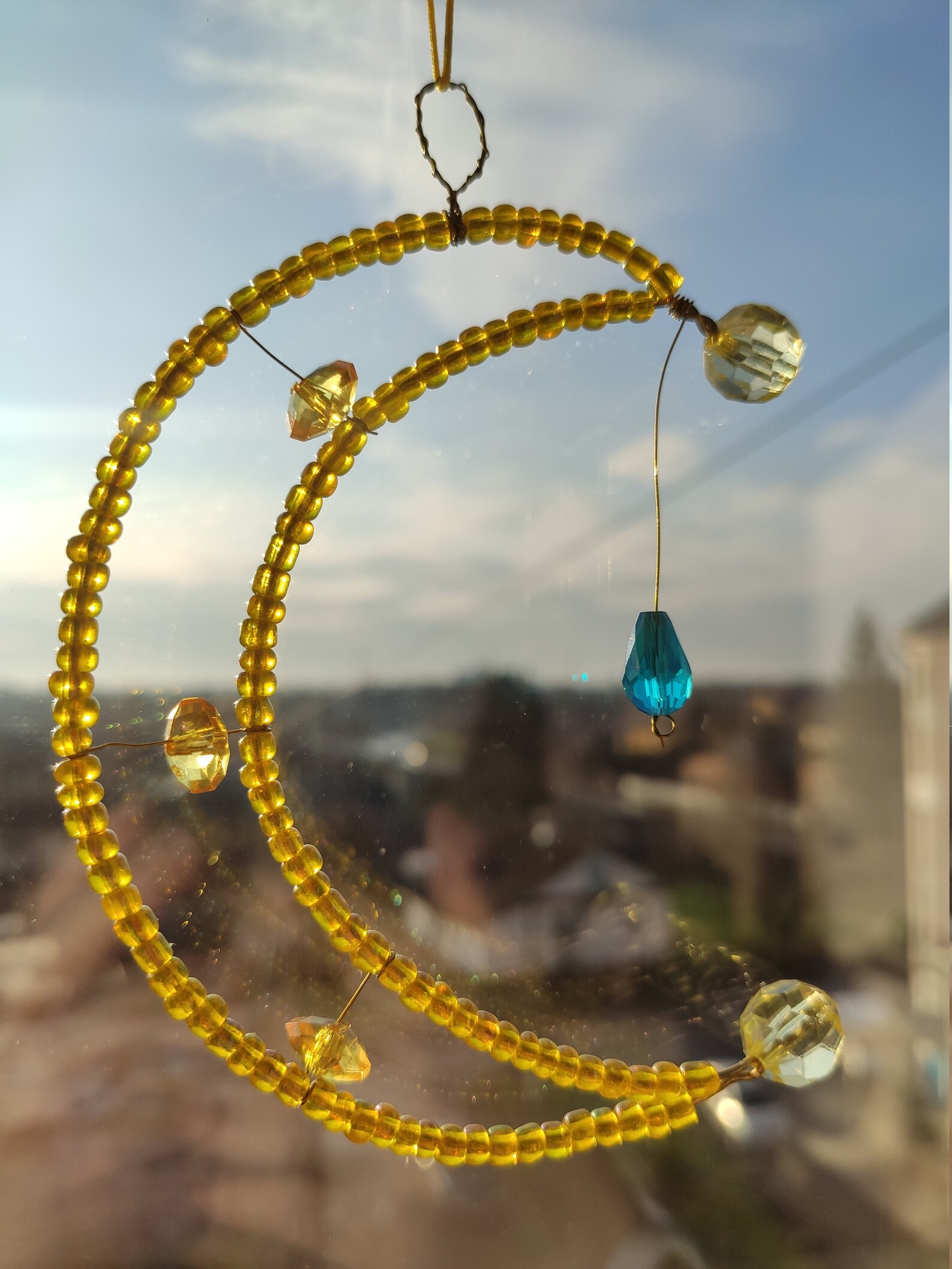 Celestial moon crystal suncatcher Beaded sun catcher hanging Etsy
