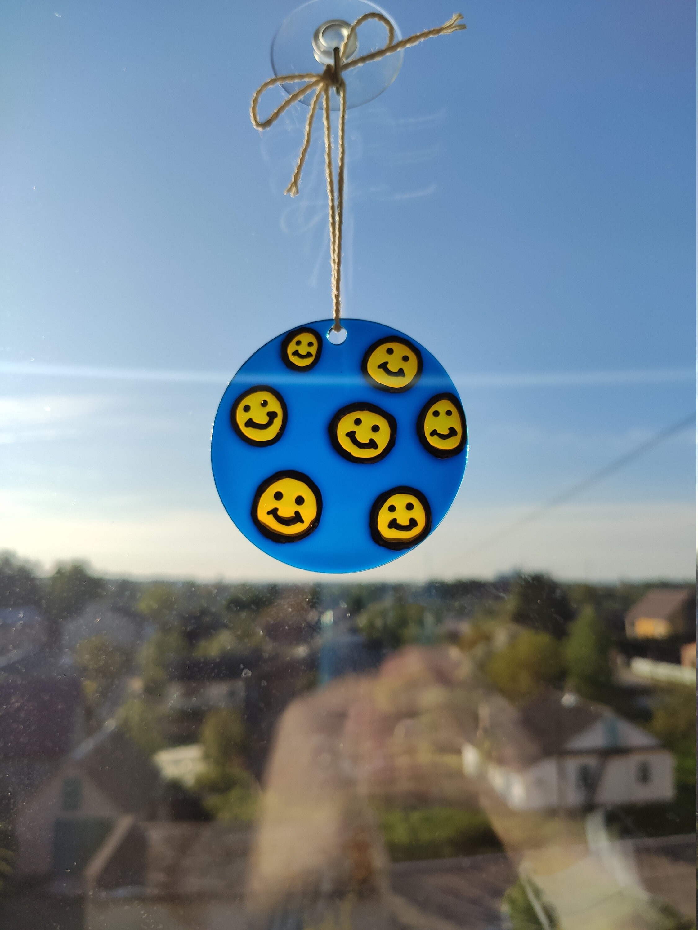 Smiling faces rear view mirror suncatcher Emoji happy face Etsy