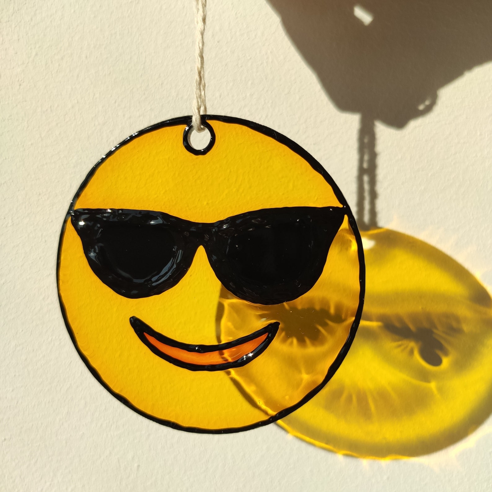 Sunglasses smile rear view mirror suncatcher Emoji cool happy Etsy