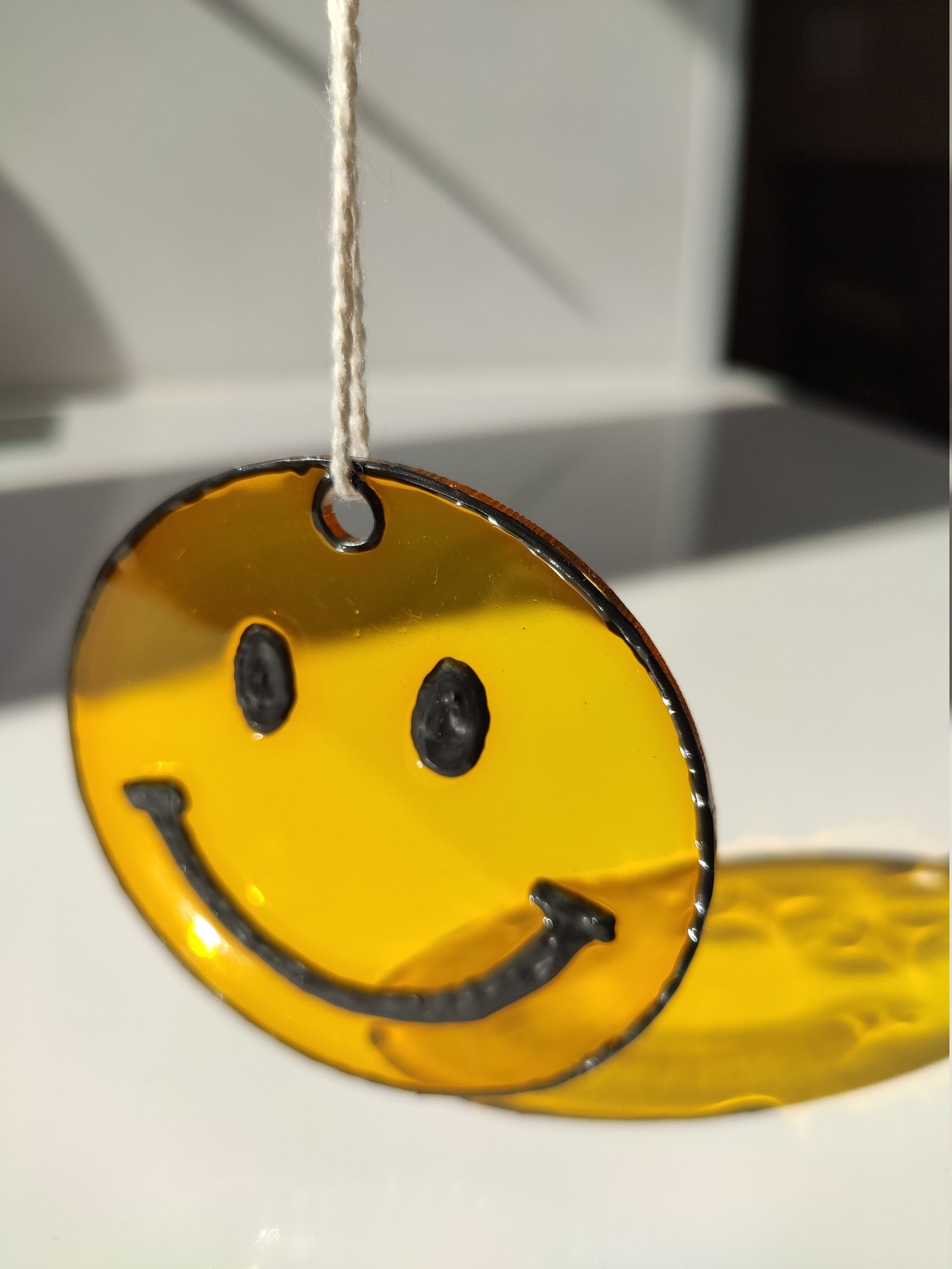 Smiley face rear view mirror suncatcher Emoji happy face charm Etsy
