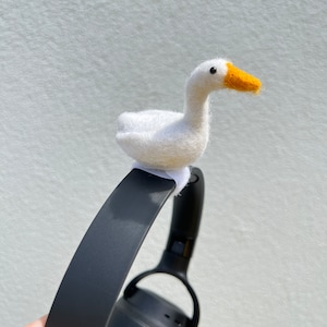 Felted Goose Headphone Accessory: Handmade Wool Decor