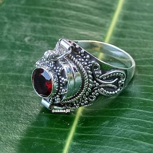 Box Box Ring ,925 Silver Plated Ring ,Natural Garnet Stone Box Ring ,Box Ring ,Box Ring, Summer Day Gift Ring, Handcraft Rings
