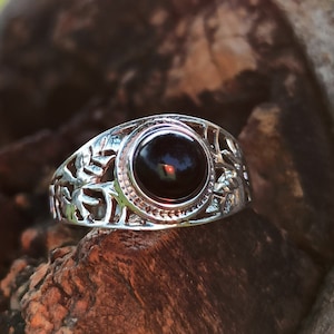 925 Sterling Silver Plated Ring| Natural Black Onyx Stone| Statement ring| 70% OFF for Halloween Special  Gift| Wedding Ring| Handmade Ring.