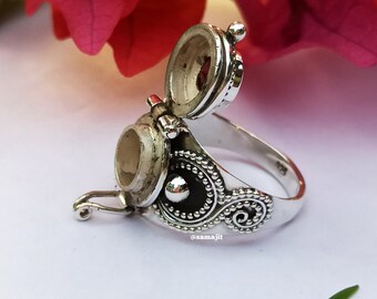 Poison Ring , 925 Silver Plated Ring , Natural Garnet Gemstone Box Ring , Poison Ring , Designer Ring , Summer Day Gift , Handcraft Rings ,