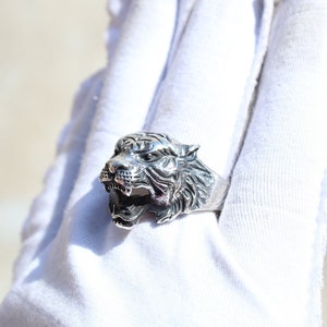 Vintage Tiger Ring For Men and Women, 925 Silver Plated Tiger Ring Gothic Adjustable Ring, Open Band Punk Jewelry, Valentine Gift Ring,Ring