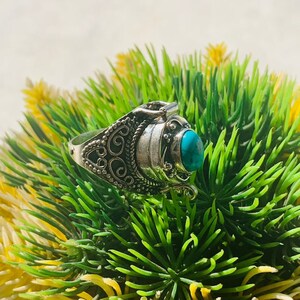 Box Ring ,925 Silver Plated Ring ,Turquoise Box Ring ,Poisoner Ring, Valentine Ring, Handcraft Rings christmas gift, halloween gifts