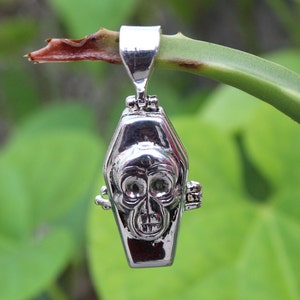 Haloween Gift|Coffin Box Pendant, Pill Box~Locket, Box Pendant, Secret Compartment| Boho Hippie, Silver Plated|Christmas Gift