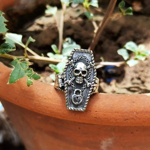 Ghost Rider Box Ring,925 Sterling Silver Ring, Coffin Locket Ring, Designer Rings For Gift ,Halloween Gift, Christmas Gift,Pill box ring