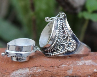 Blue Calsie Stone ring|Box ring| Designer Blue Calsie Stone Box Ring|Silver Plated Ring|Locket  Ring|Handmade Ring| Halloween Gifts