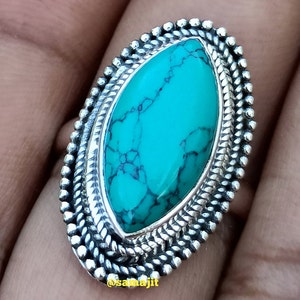 Marquise Turquoise Ring: Sterling Silver Plated Cocktail Ring