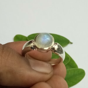 Rainbow Moonstone Ring,925 Sterling Silver Plated Ring, Dainty Ring, Bohemian Ring,Moonstone Engagement Ring, June Birthstone Ring, Gift Her