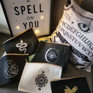 witch theme tarot card make up travel bags with zipper