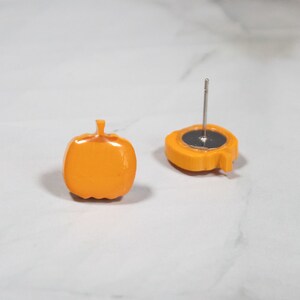 Laser Cut & Engraved Fall Harvest Pumpkin Acrylic Resin Stud Earrings