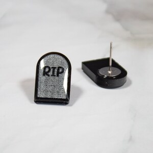 Spooky Cemetery Headstone Stud Earrings | Halloween Party Earrings | Festive Jewelry