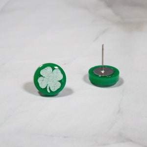Shamrock Stud Earrings, St. Patrick&#39;s Day Earrings, Clover Stud Earrings, St. Patrick&#39;s Day Outfit, Hypoallergenic Stainless Steel Earrings