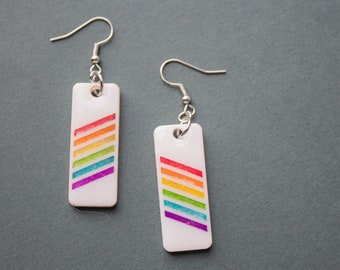 LGBTQ+ Pride Earrings | Rainbow Love Earrings | Colorful Statement Earrings | Hypoallergenic Stainless Steel Earrings