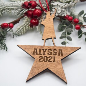 Personalized Laser Cut & Engraved Maple Class of 2021 Star Graduate Female Ornament