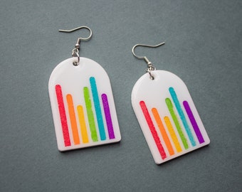 LGBTQ+ Pride Earrings | Rainbow Love Earrings | Colorful Statement Earrings | Hypoallergenic Stainless Steel Earrings