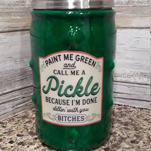 Pickle Tumbler, Mason Jar Tumbler, Custom Gift, Pickle Lover, Pickle Green, Dill Pickles, 3D Lid