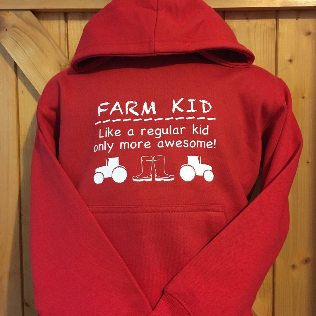 Farm Kid Hoodie Boy Girl Farming Tractor Farmer Children's Jumper Farm