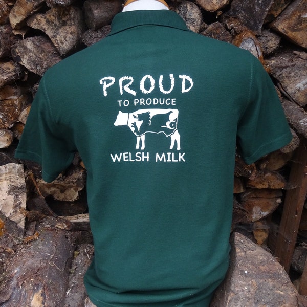 Proud Farmer Polo Shirt - British Milk - Welsh - Scottish - Cow Farmer Tshirt - Gift for Farmer - Smallholder - Dairy Farming - Farm Wear
