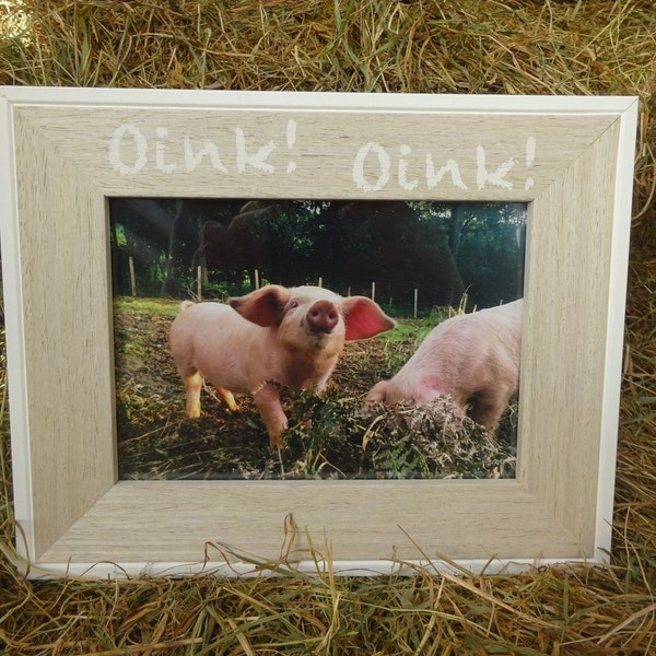 Cadre photo - Cochon - Porcelet - Cadeau pour un amoureux des cochons - Cadeau pour un agriculteur - Cadeau pour un amoureux des cochons - Cadeau de ferme - Cadeau de cochon - Cadre Oink - Cadre de cochon