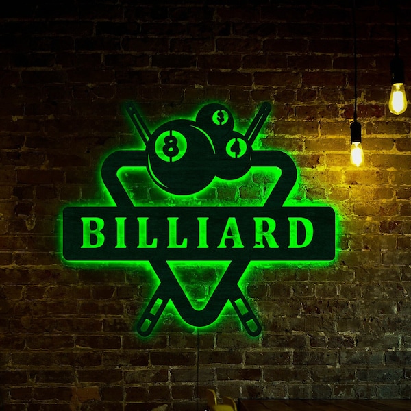 Custom Billiards Sign,Billiards Neon Sign,Pool player gift,Billiard Room Sign,Personalized Billiard Sign,Billiards Wall Art,Pool Players