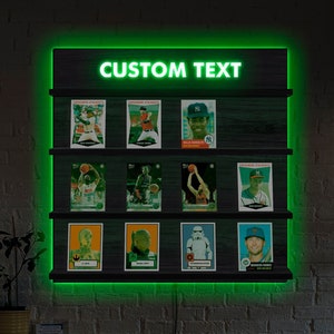 Opberger sportkaart, displayplank verlicht, led-displayplank, displayplank ruilkaart, wandplank sportkaartdisplay, led-displaystandaard
