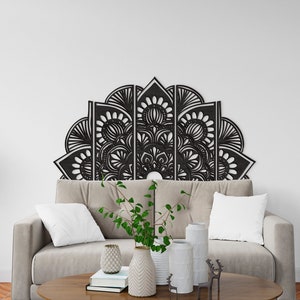 Mandala king headboard, Mandala bed decor, Mandala wood wall art, Carved wood panel, Mandala wall hanging, Above bed decor boho