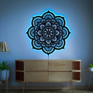 Mandala LED benutzerdefinierten Zeichen,Mandala Holz-Wand-Dekor,Mandala Nachtlicht, Yoga Leuchtreklame, Yoga-Wand-Dekor, Mandala Lichtschild,Mandala-Wand-Dekor