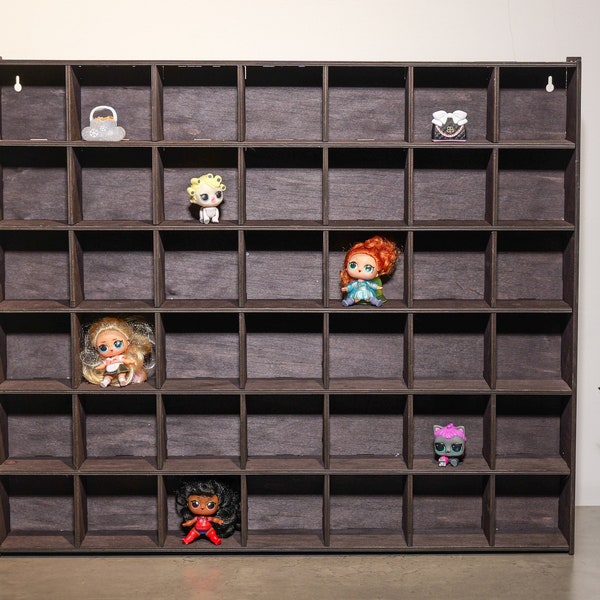 Wood display case, Wood organizer box, Display case wall, Display case for collectibles, Display case for figures, Display shelves