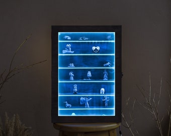 Led-vitrine, Led-displayplank, Led-displaydoos, houten vitrine, displayplanken voor miniaturen, houten vitrine voor muur