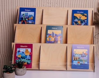 Wood Card Stand,Postcard display rack,Sticker holder,Retail table display,Seed Display Stand,Trade show display,Greeting card organizer
