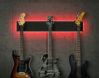 Guitar hanger wall mount, Electric guitar holder, Guitar hanger wood, Guitar rack wall mount,  Guitarist Gifts, Guitar hanger multi