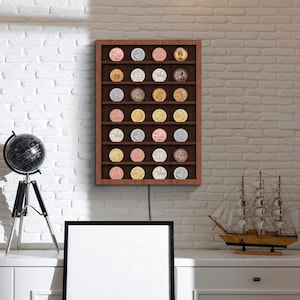 Coin Display Case Wall With Led,coin Display Cabinet,wood Coin Holder ...