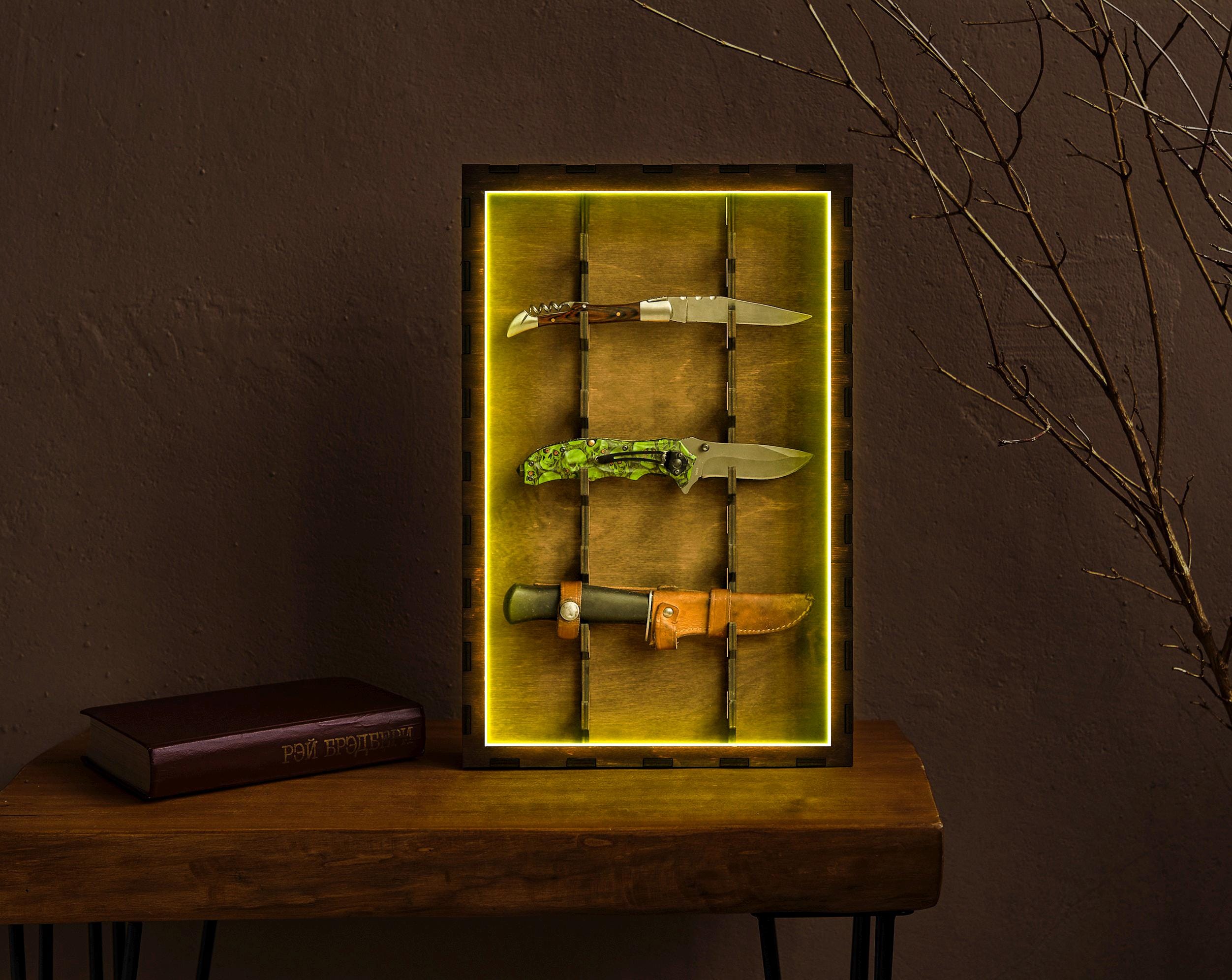 Knife Display Case, Wood Knife Storage Shelf, Knife Organizer, Pocket ...