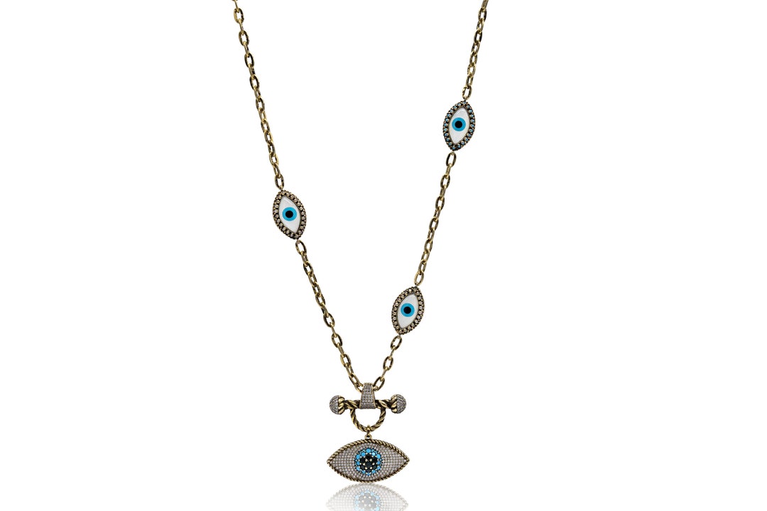 Evil Eye Necklace, Evil Eye Pendant, Gold Chain Necklace, Evil Eye