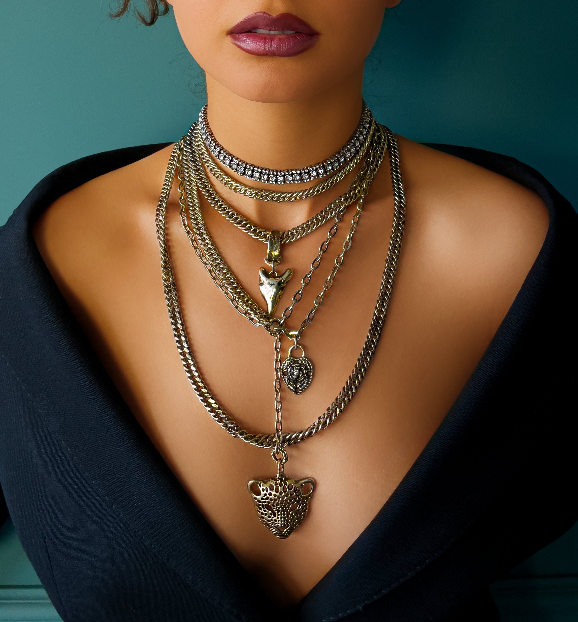 Pars Gold Plated Brass Chain Necklace For Women Heart Necklace Etsy