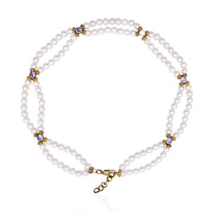 Pearl Beaded Necklace, Pearl Statement Necklace, Gemstone Necklace, Crystal Necklace, Swarovski Crystal, Necklaces for Women, Summer Jewelry