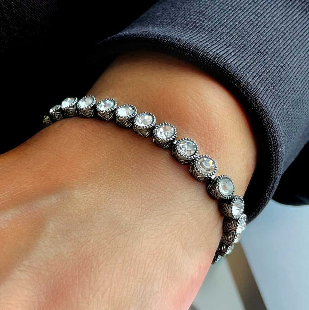 Crystal Tennis Bracelet, Silver Tennis Bracelet, Rhinestone Bracelet ...