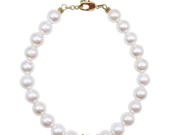 Dainty Pearl Choker Necklace, Beaded Necklace, Crystal Gemstone Necklace, Gold Filled Necklace, Handmade Jewelry