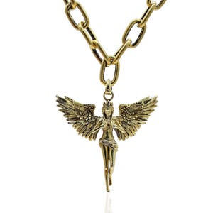 Gold Filled Angel Pendant Necklace, Angel Wings Necklace, Paperclip Chain Necklace, Handmade Jewelry image 2