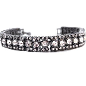 Silver Tennis Bracelet, Crystal Cuff Bracelet, Rhinestone Bracelet, Swarovski Crystal, Bracelets for Women, Handmade Jewelry, Gift for Her
