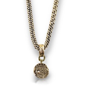 Coin Charm Necklace, Chain Necklace, Gold Filled Chain, Cuban Link Chain, Medallion Necklace, Handmade Jewelry, Vintage Necklace, Mom Gift