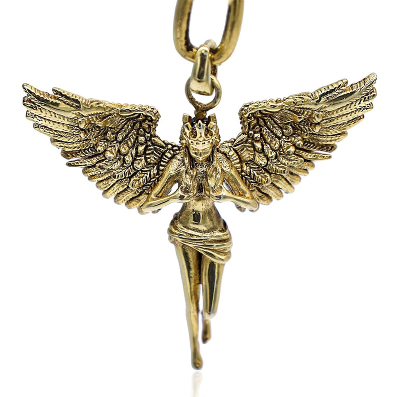 Gold Filled Angel Pendant Necklace, Angel Wings Necklace, Paperclip Chain Necklace, Handmade Jewelry image 7