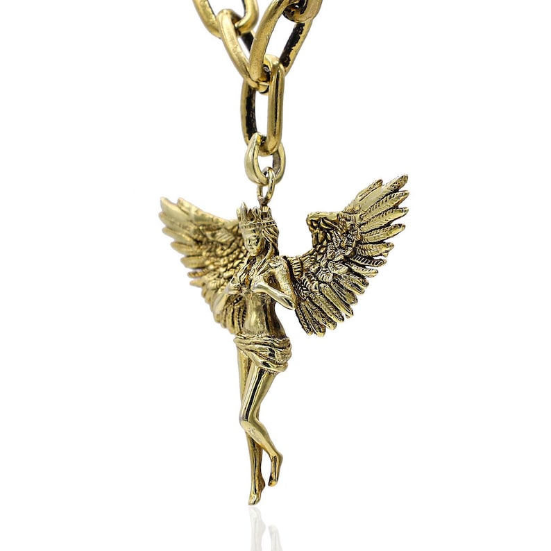 Gold Filled Angel Pendant Necklace, Angel Wings Necklace, Paperclip Chain Necklace, Handmade Jewelry image 6