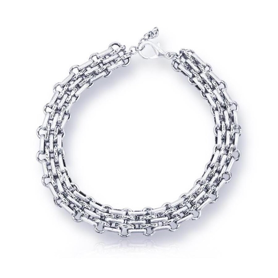 Chunky Silver Choker Necklace, Sterling Silver Chain Necklace