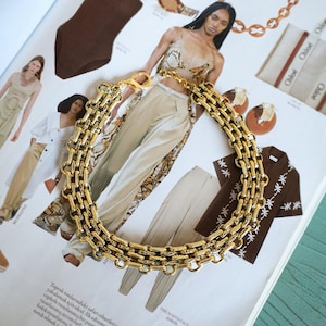 Gargantilha de ouro robusta para mulheres, colar com corrente de ouro, gargantilha de corrente, colar com banho de ouro, joias feitas à mão, presente para ela, presente para a mãe