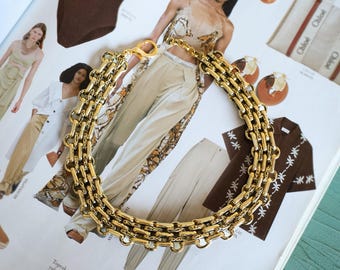 Chunky Gold Choker Necklace, Gold Chain Collar, Chain Choker, Gold Filled Necklace, Handmade Jewelry